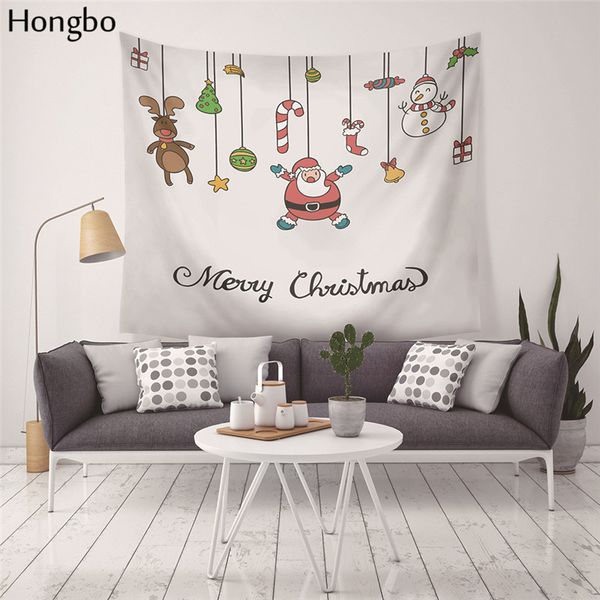 hongbo greeting new year santa claus wall hanging tapestry elk christmas tree yoga mat family living room decor blanket